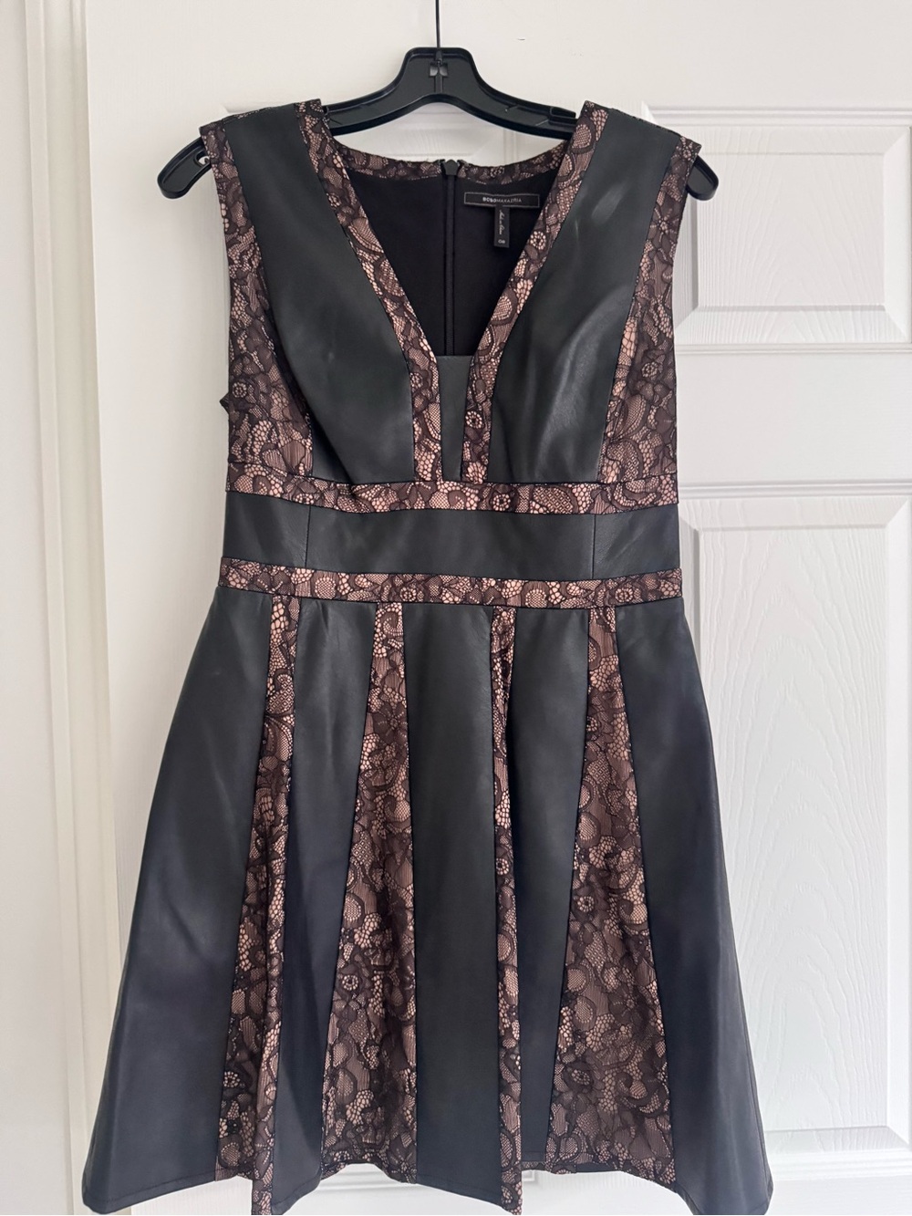 BCBG Black and Nude Fit-and-Flare Dress